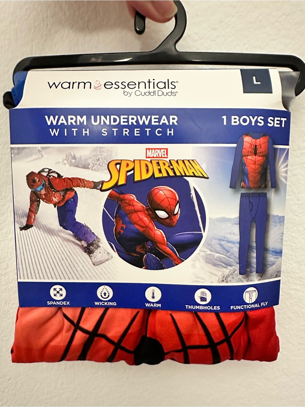 Spider-Man Boys Size Large Warm Underwear Set Cuddl Duds